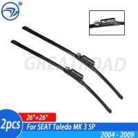 Wiper 4A &amp; 4A Front Wiper Blades For SEAT Toledo MK 3 5P 2004 - 2009 Windshield Windscreen Front Window 26"+26"