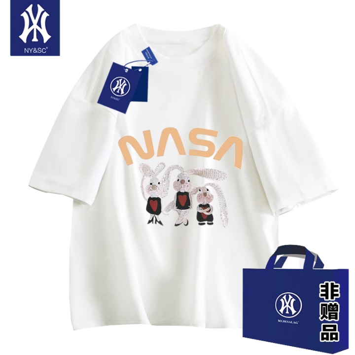 ny-เสื้อยืดคู่รักสำหรับทั้งหญิงและชายคลาสสิกแขนลำลองขาสั้นลำลองกีฬาคอกลมหลวมป้ายฤดูร้อนแฟชั่น