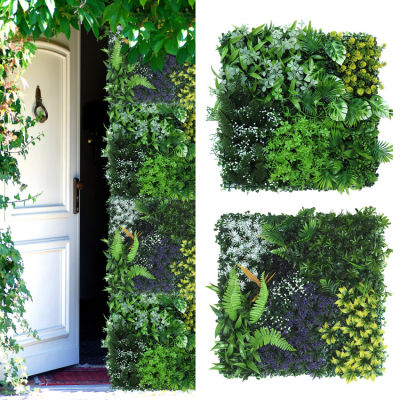 2 PCS 20" X 20" Artificial Flowers Topiary Hedge Plant Grass Backdrop Wall Greenery Panels for Indoor Outdoor Privacy Fence Home Decor(Seedling Grass）