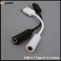 AIMEE หูฟังไมโครโฟน ระบบเสียงสเตอริโอ USB 3.1 ตัวแปลง แจ็ค AUX Type-C ถึง 3.5mm สายไฟ อะแดปเตอร์เสียง