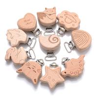 5Pcs/Lot 16 Style Beech Wooden Clip Heart Animals Rainbow Shape Dummy Clips for Baby Pacifier Chain Holder Teether Accessories Clips Pins Tacks