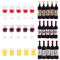 hot【DT】◊  5Pcs 1/12 Dollhouse Miniature Resin Bottles Wine Glasses Cups Modle Accessories