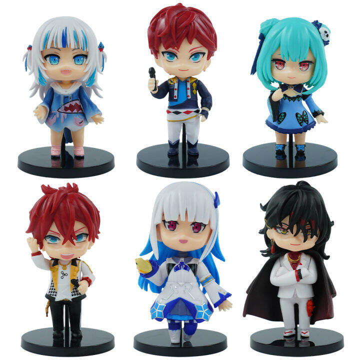 6pcs NIJISANJI HOLOLIVE Action Figure Gawr Gura Uruha Rushia Vox Akuma ...