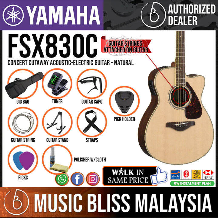 Yamaha Fsx830c Concert Cutaway Acoustic Electric Guitar Natural Fsx 830c Lazada