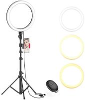 NEW Erligpowht 10" Selfie Ring Light with Tripod Stand &amp; Cell Phone Holder for Live StreamMakeup, Dimmable Led Camera