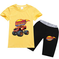 Blaze และ Monster Machines ฤดูร้อนกางเกงขาสั้นชุดเสื้อแขนสั้นสำหรับเด็กหญิงเสื้อยืดเด็กพิมพ์เสื้อยืด + แขนสั้นชุด RT1970เสื้อผ้าเด็กกีฬา Causal ชุดสูทแฟชั่น