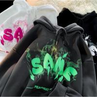 ผู้ชาย hoodie ??พร้อมส่ง/?American high street retro devil hoodie for men and women ins lazy hoodie couple all-match jacket