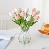 【cw】10Pcs Tulip Artificial Flowers Real Touch Scrapbooking Vase for Home Room Decor Wedding Bouquet Outdoor Props Christmas Garland !