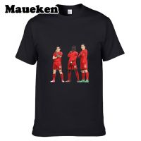 เสื้อยืดคอกลมcrew neckเสื้อยืดลําลอง คอกลม พิมพ์ลาย Philippe Coutinho Sadio e Roberto Firmino The Three Musketeers เข้าก