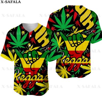 ZZOOI Love Weeds Leaf Art  Colorful Weed Trippy 3D Printed Baseball Jersey Shirt Mens Tops Tee Oversized Streetwear-4