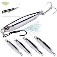 ShiningLove Fishing Lure 15g/20g/30g/40g High Reflective 3d Eyes Artificial Bait With Feathers Reusable Metal Lure With Hooks