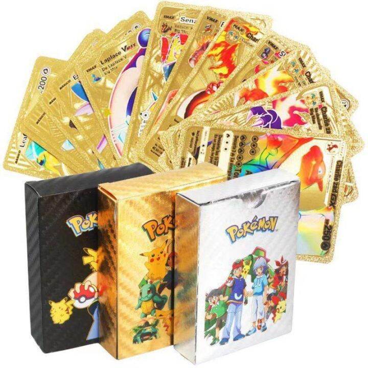 55pcs Pokemon Gold-Ranbow Card Golden Letters Charizard Card Collection ...