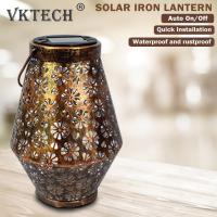 R Solar Lantern Solar Metal Hollow Projection Lamp Outdoor Hanging Light Garden Ornaments Solar Fairy Warm Light Home Deco