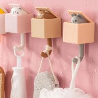 1PCS Cat Hook Cute No Punch Hang Clothes Hook No Mark Hang Hook No Nail Animal Hook Key Strong Adhesive Hook Picture Hangers Hooks