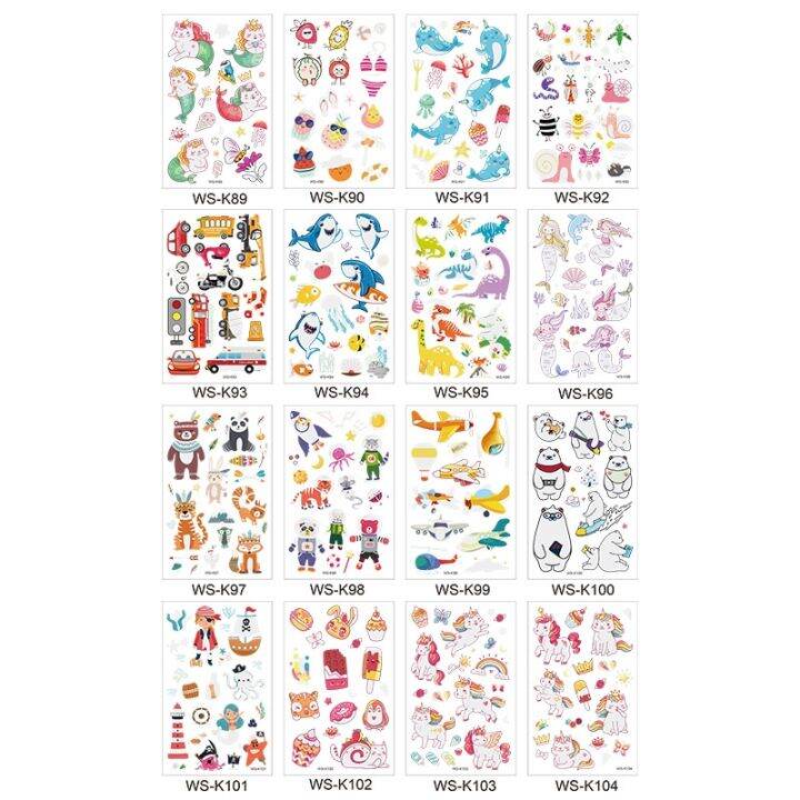 tattoo-stickers-luminous-child-kids-temporary-fake-tattoos-girls-dinosaur-unicorn-mermaid-shark-car-glowing-waterproof-tattoos