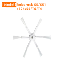 สำหรับ Xiaomi Roborock S5 S51 S52 S55 T6 T4 S4 E4เครื่องดูดฝุ่นหุ่นยนต์6-แขนไนลอนด้านข้างอุปกรณ์แปรงปัด