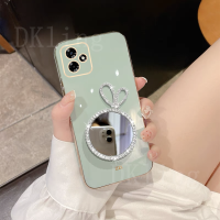 เคสกระจกแต่งหน้าสำหรับ OPPO Realme C53กระต่ายกลิตเตอร์น่ารักเคสโทรศัพท์ REALMEC53ซิลิโอเคสแบบนิ่มเคลือบ2023ด้วยไฟฟ้า