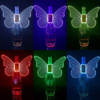 ▣∈ 1PC RGB Color LED Strobe Baton Glowing Butterfly Wings Lamps Champagne LED Sparkler light Flash Stick Service Bottle Topper Lig