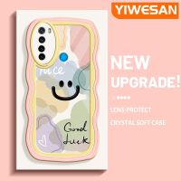 YIWESAN เคสสำหรับ Xiaomi Redmi Note 8 2021 Note 8T ลายการ์ตูนอิโมติคอนยิ้มขอบคลื่นนุ่มเคสมือถือกันกระแทกแบบใสที่สร้างสรรค์เคสโปร่งใสลายกล้องถ่ายรูปซิลิกาเจลฝาครอบป้องกัน