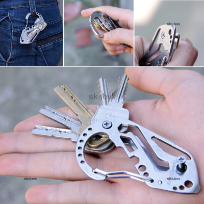 sksbvx EDC สแตนเลสเครื่องมือหลายพวงกุญแจ keyholder ประแจ QuickDraw carabiner GUARD