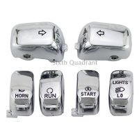 ภาพใหญ่: 6 ชิ้นรถจักรยานยนต์ Chrome Manual Control Switch Cover ปุ่มฝาครอบชุดสำหรับ Harley Sportster 883 1200 Softail Dyna FLHRC