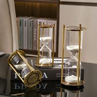 Modern Sand Art Creative Metal Hourglass Sand Timer European Retro Office Bookshelf Study Ornaments Decoration Sand Clock Timer