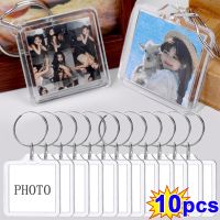 1-10Pcs Blank Acrylic Picture Keychain DIY Clear Insert Photo Split Key Ring Frame Key Chains Couple Anniversary Graduation Gift