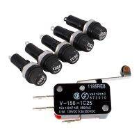 1 Pcs Mini Limit Switch Long Hinge amp; 5 Pcs AC 125V 15A 6 X 30Mm Panel Mount Fuse Holder