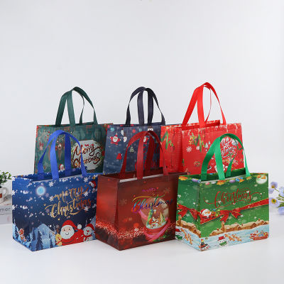 Kids Favors Santa Claus Party Candy Happy New Year Holiday Tote Bags Fabric Christmas