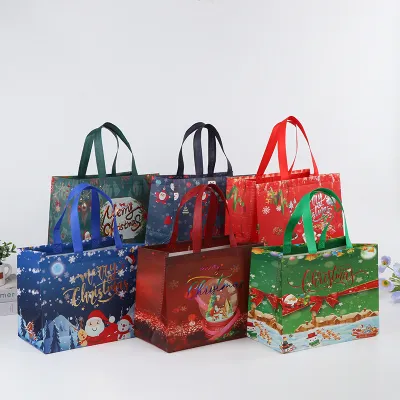 Packaging Bag Gift Party Happy New Year Kids Candy Favors Tote Bags Christmas Fabric