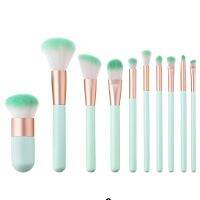 10Pcs Green Gradient Makeup Brushes Set Foundation Blending Power Brush Kit Cosmetic Beauty