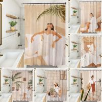 Waterproof Shower Curtain Nordic Modern Printing Quick-drying Bathroom Partition Curtain