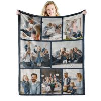 【CW】๑  Custom Blanket with Words Picture Collage Blankets Birthday Souvenir Gifts Personalized Throw for Father Mom