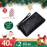 Ellovado Genuine Leather Wallet Women Zipper Coin Purses Stylish Simplicity Clutch Bag Large Capacity Practical Hand Money Bags