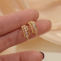 Unique Delicate Jewelry Cubic Zircon CZ Waterdrop Stud Earrings for Women 14k Gold Plated Elegant Earrings