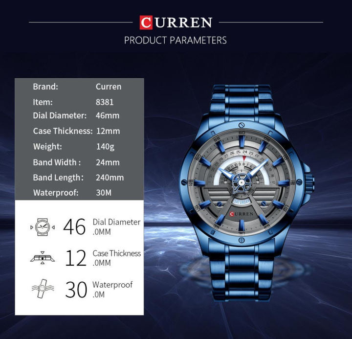 แท้-ส่งจากไทย-curren-8381-นาฬิกาข้อมือสุดหรู-พร้อมกล่อง-อนาล็อก-quartz-คุณภาพเยี่ยมยอด