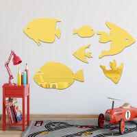 1pcs Ocean fish mirror wall paste living room bedroom childrens room kindergarten wall decoration bathroom tile self-adhesive