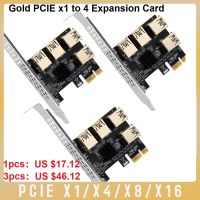 13pcs Gold PCIE Riser Card PCIE Adapter 1 to 4 Port USB 3.0 Pci Express Multiplier Hub PCIE x16 PCI-E 1X X4 X8 Adapter Mining