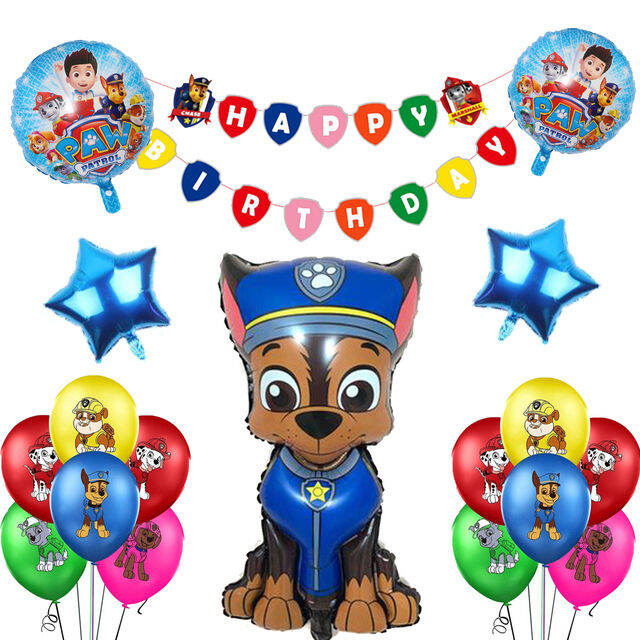 Paw Patrol Balloons Cute Cartoon Animals Ballons Happy Birthday Banner ...