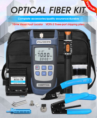 19pcsset FTTH Fiber Optic Tool Kit with -70~+10dBm Optical Power Meter 10MW Visual Fault Locator Free Shipping