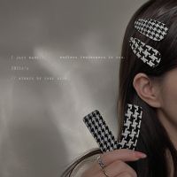 【YF】◄✖  houndstooth check retro hairpin Korean style simple forest wild water drop bb clip temperament hair accessories  new