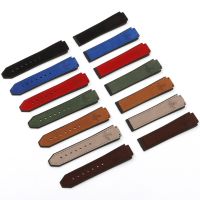 15x21mm Convex crazy horse leather Rubber Watchband For Hublot Watch Strap 18mm Butterfly Buckle Women Watch Accessories