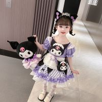 ชุดเดรสสำหรับเด็ก1น่ารัก Sanrio Kuromi การ์ตูนอนิเมะน่ารักเด็กผู้หญิงแขนสั้นโลลิต้าชุดเจ้าหญิงเสื้อผ้าของขวัญปาร์ตี้เด็กฤดูร้อน