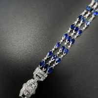 Sapphire Diamond Bracelet สร้อยข้อมือเพชรแซฟไฟร์ แซฟไฟร์แท้สีน้ำเงินธรรมชาติ ประดับด้วยเพชรแท้น้ำ96-97 ตัวเรือนเป็นทองขาว14k