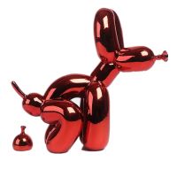 Balloon Dog Doggy Poo Statue Resin Animal Sculpture Home Decoration Resin Craft Office Decor Standing Black Gold