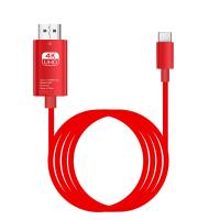 Type C To HDMI-Compatible Projection Cable 4K 60Hz Cable Adapter HD Conversion Cable for Laptop Projector Red Adapters