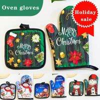 Christmas Oven Mitts Heat Resistant Winter Fir Oven Gloves with Non Slip Surface for Safe BBQ Cooking Baking Grilling Oven Mitts