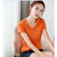 SA8830 -M to 4XL MSIA Ready Stock Women Plain T-Shirt Women Top Female Top Women V Neck T 纯棉v领T恤