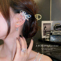 WHC Jewelry 2022ร้อนเงาโบว์โบว์เอลฟ์ต่างหูคลิปสำหรับผู้หญิงการออกแบบเดิมเพทายหูกระดูกคลิป