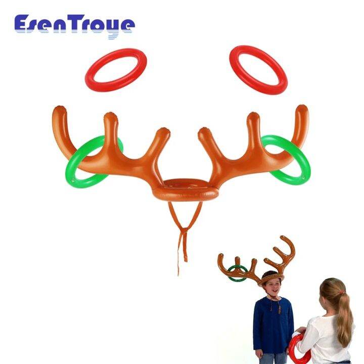 1 Set of Christmas Games Inflatable Reindeer Antlers Throwing Ferrule